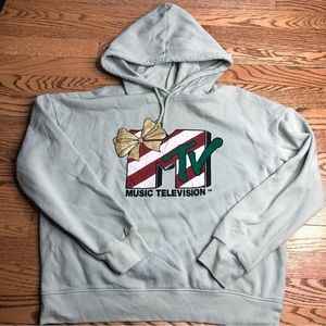 MTV Music Television Hoodie Holiday Present Gift Mint Green
